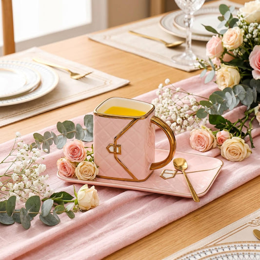 Elegant Pink Handbag-Shaped Ceramic Mug