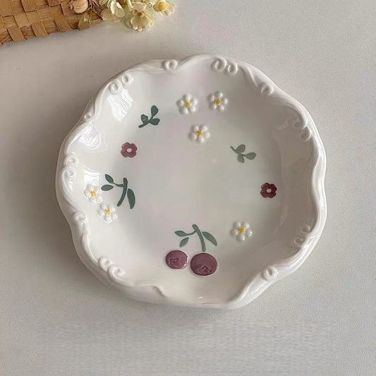 Floral Pattern Ceramic Plate
