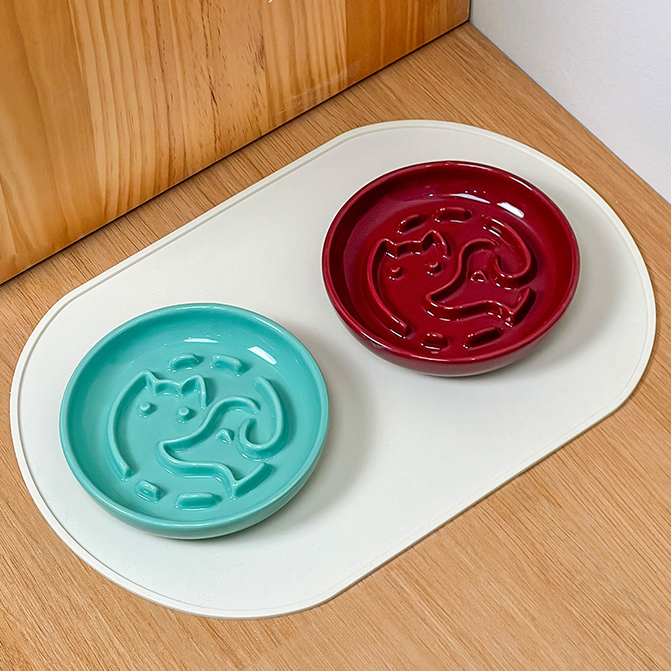 Cat & Dog Side Profile Slow Feeder Bowl