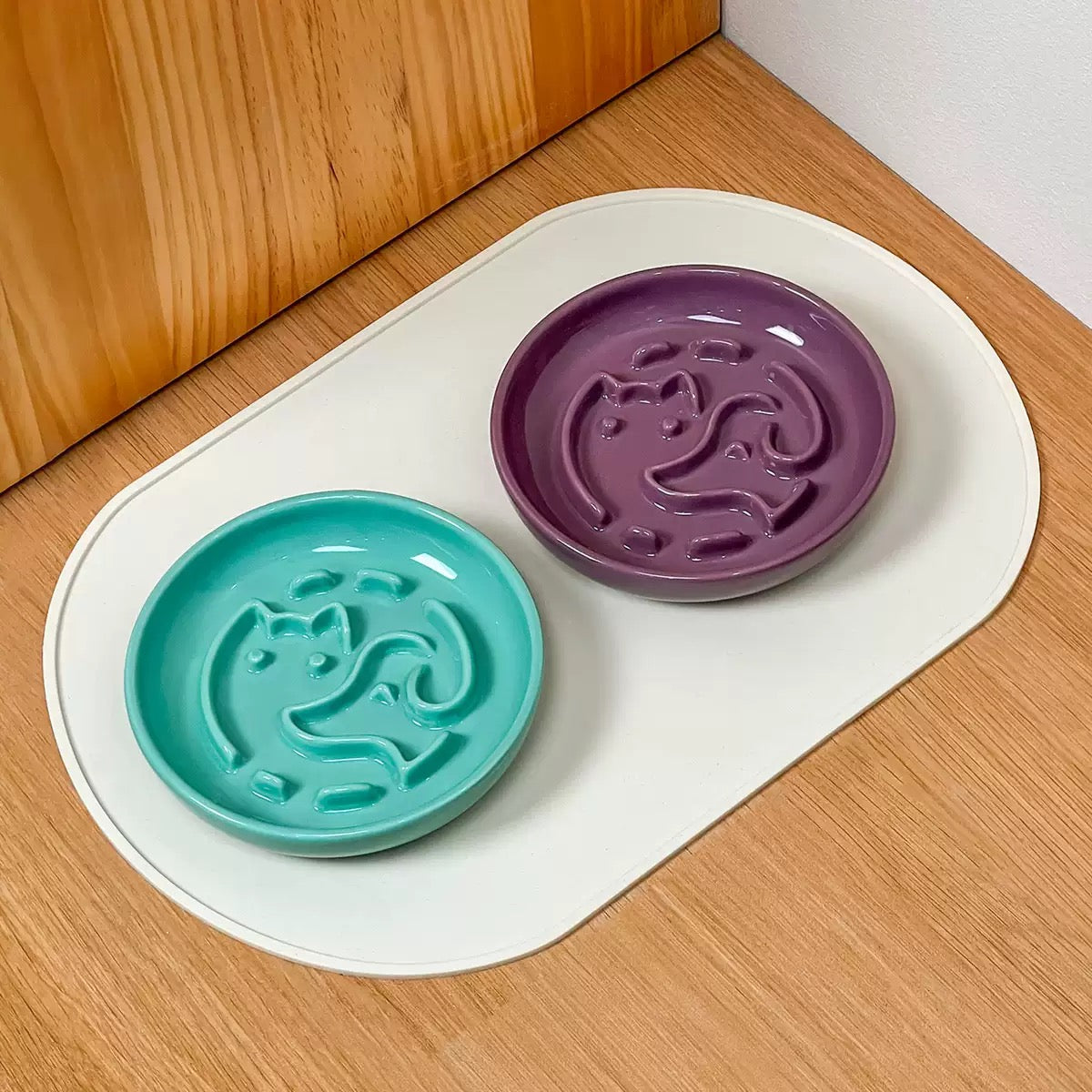 Cat & Dog Side Profile Slow Feeder Bowl