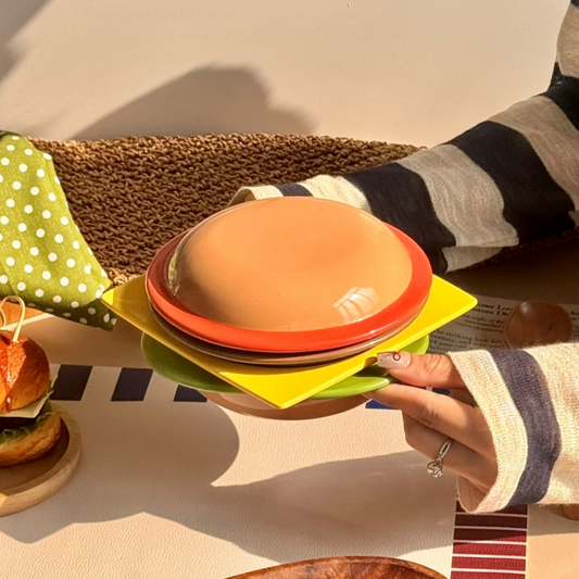 Hamburger Ceramic Bowl Plate Set