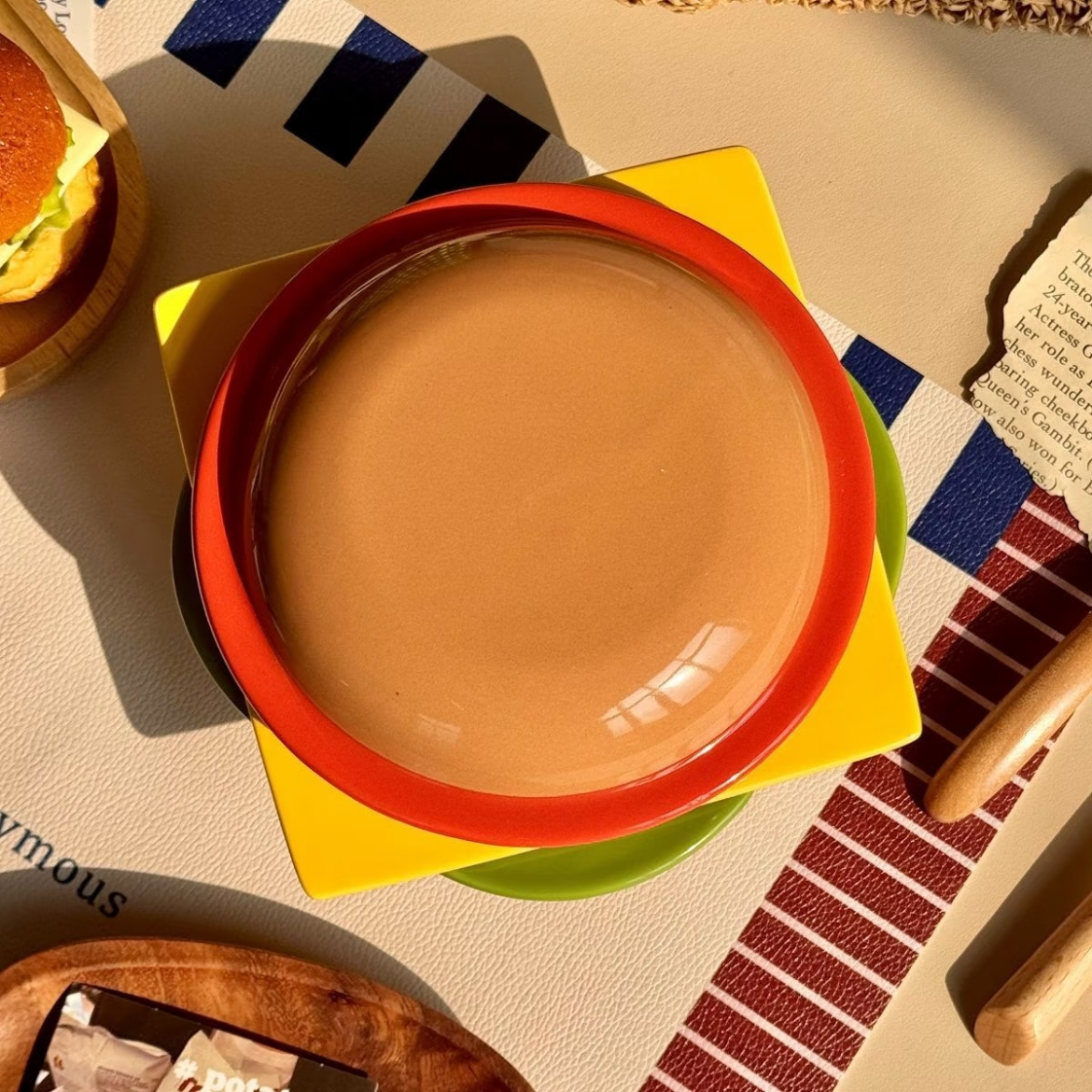 Hamburger Ceramic Bowl Plate Set