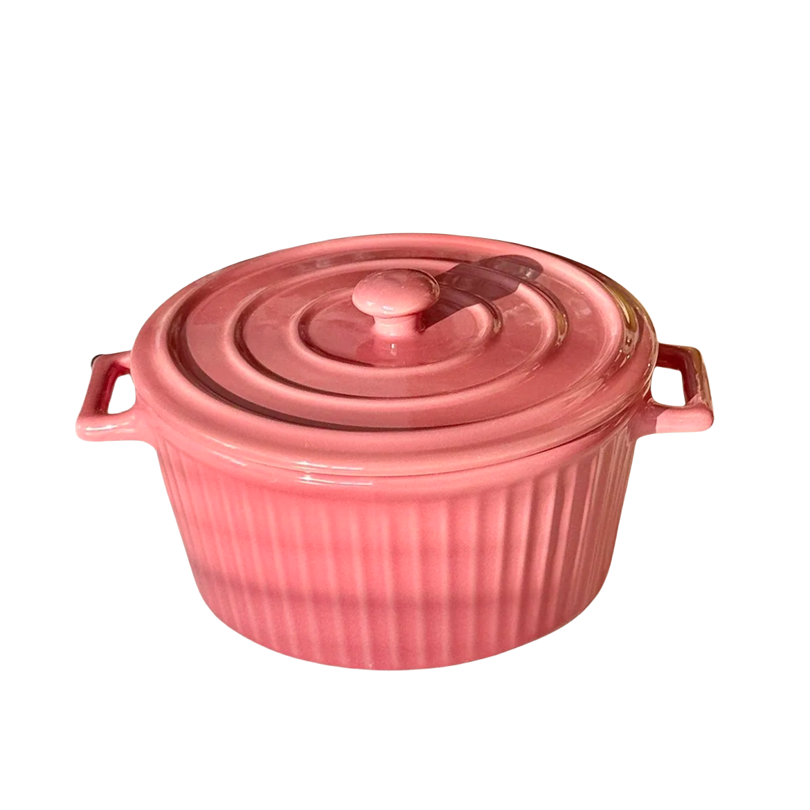 INS-Style Large Ceramic Soup Bowl with Lid and Dual Handles