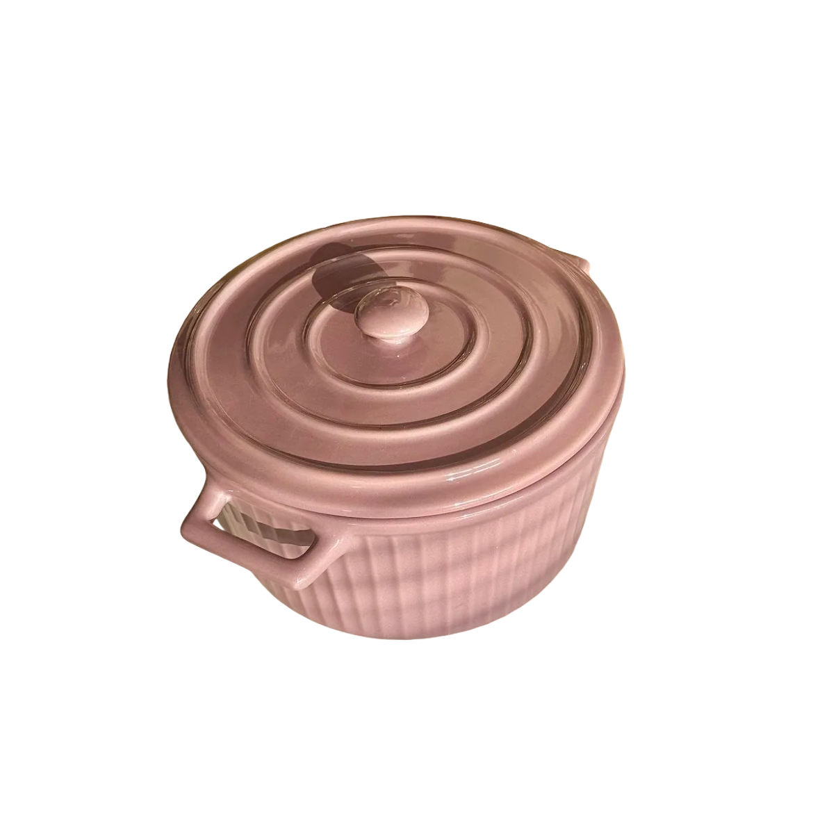 INS-Style Large Ceramic Soup Bowl with Lid and Dual Handles