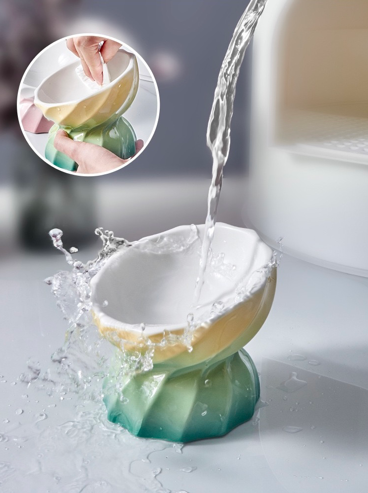 Candy-Colored Tilted Elevated Pet Bowl