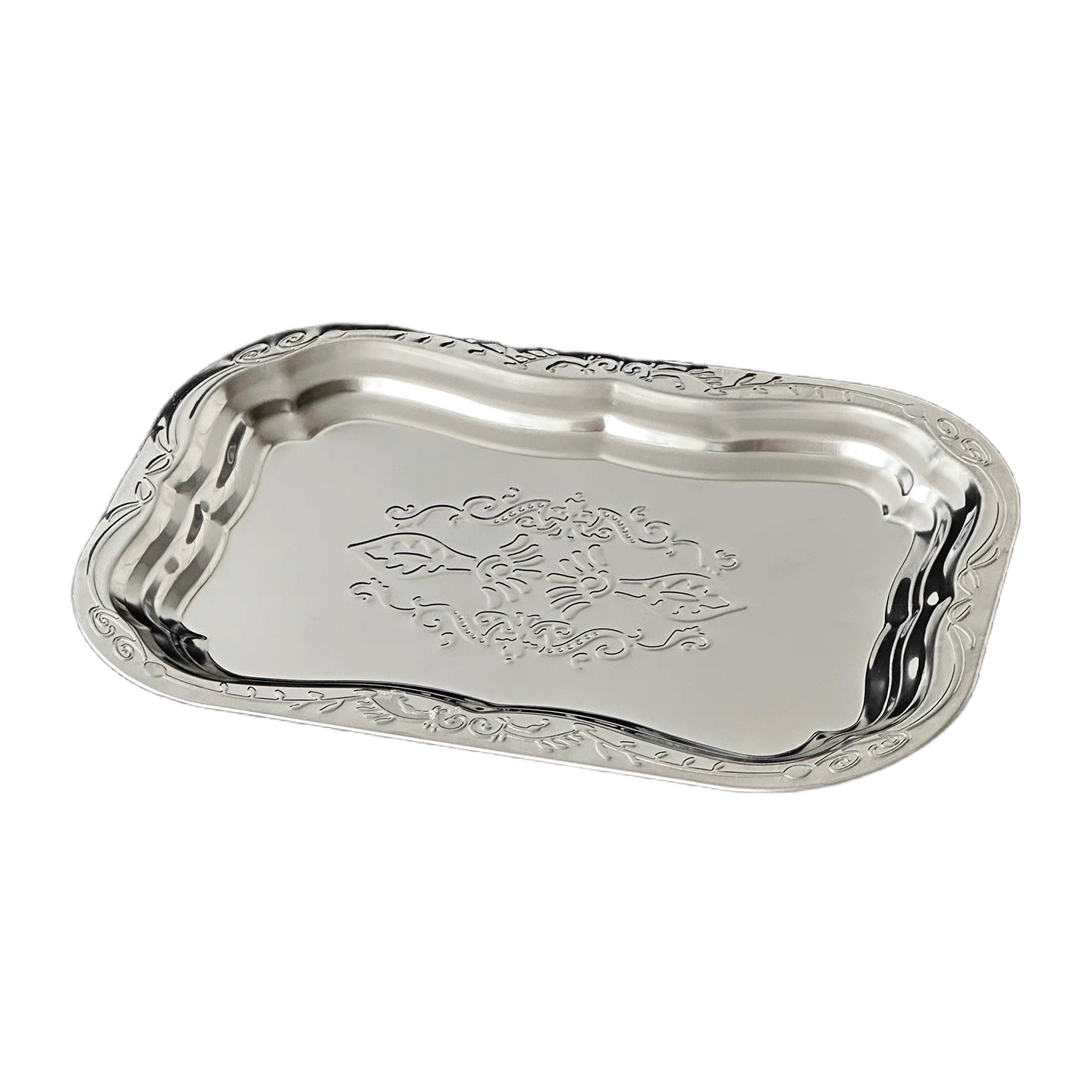 Vintage Embossed Stainless Steel Tray