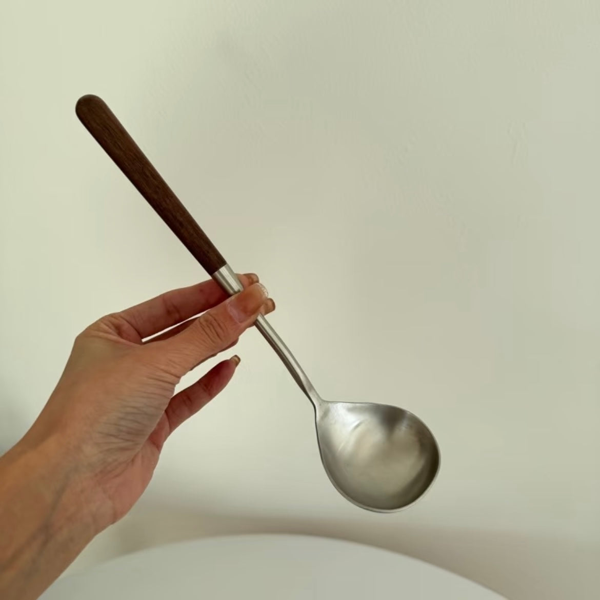 Premium Stainless Steel Noodle Bowl Set with Black Walnut Soup Spoon