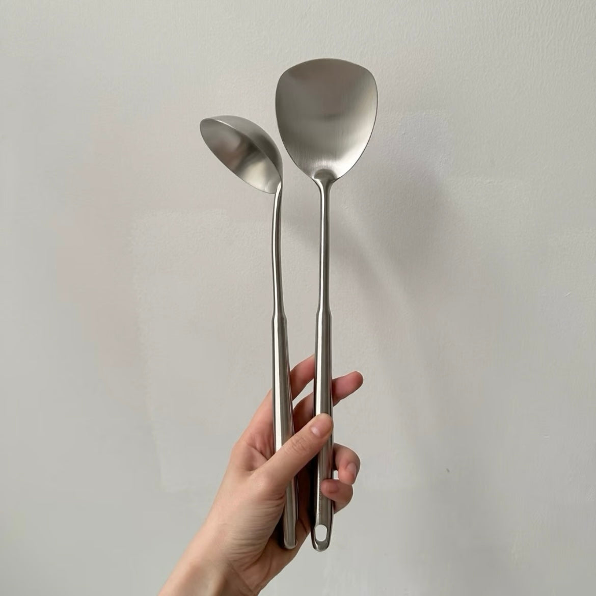 Mini Extended Spatula & Soup Spoon Set with Heat-Resistant Handle