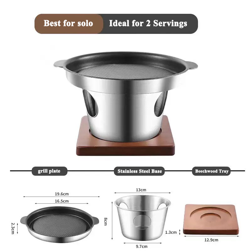 Korean-Style 3PLY Stainless Steel Non-Stick Mini BBQ Grill