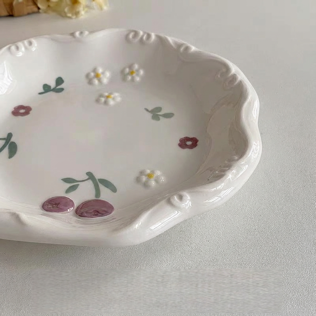 Floral Pattern Ceramic Plate