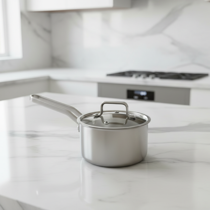 Tri-Ply Stainless Steel Striped Saucepan