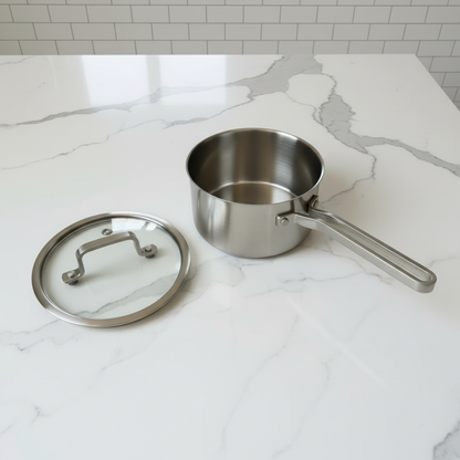 Tri-Ply Stainless Steel Striped Saucepan