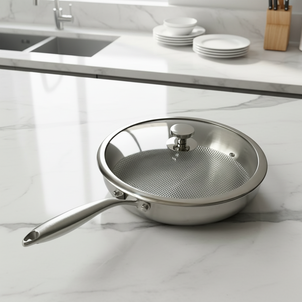 Thickened Embossed Frying Pan with Lid