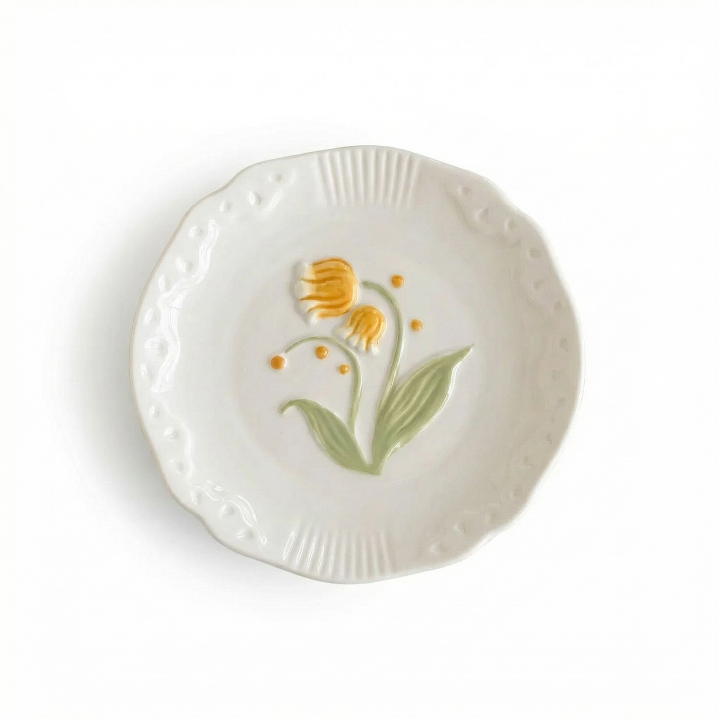 Embossed Floral Ceramic Plate