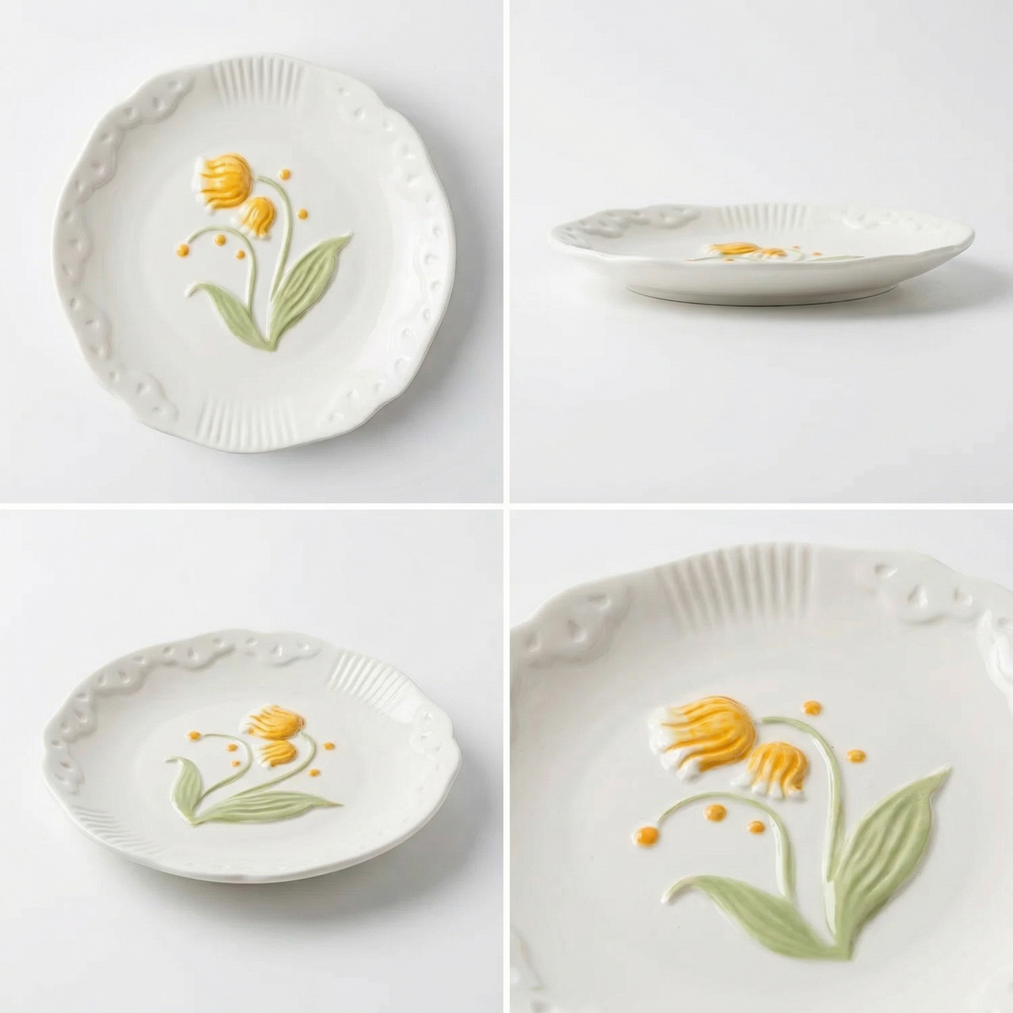 Embossed Floral Ceramic Plate