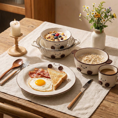 Cute Embossed Footprint Ceramic Plate Set