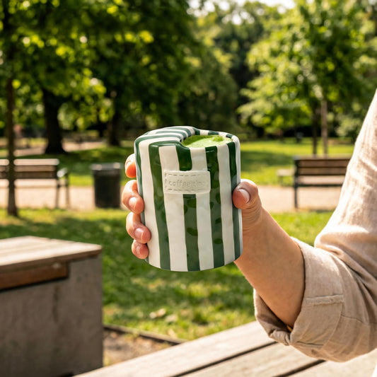 Hand-Painted Striped Art Ceramic Coffee Mugs