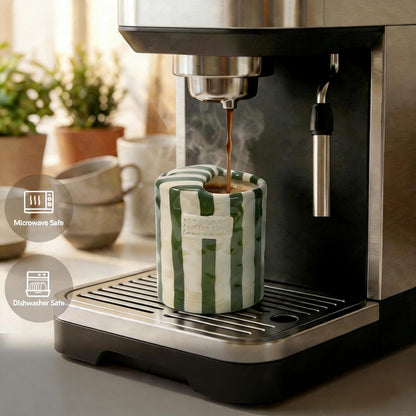 Hand-Painted Striped Art Ceramic Coffee Mugs