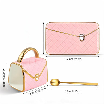 Elegant Pink Handbag-Shaped Ceramic Mug
