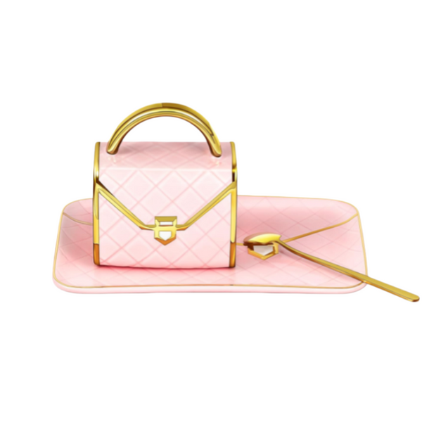 Elegant Pink Handbag-Shaped Ceramic Mug