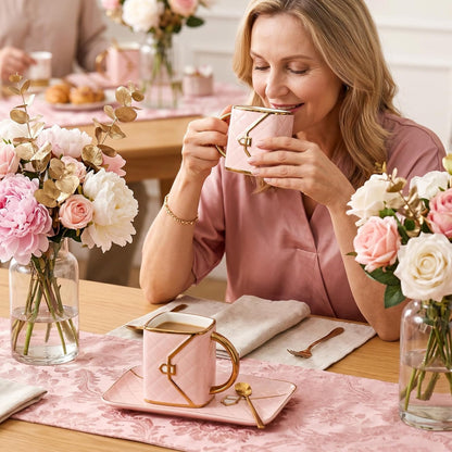 Elegant Pink Handbag-Shaped Ceramic Mug