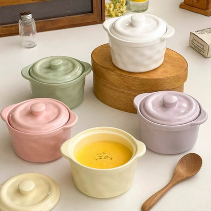 Candy-Colored Ceramic Stew Pot with Lid