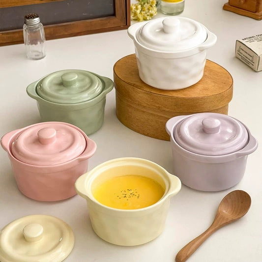 Candy-Colored Ceramic Stew Pot with Lid