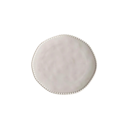 White Irregular Flat Plate with Pearl Beaded Edge