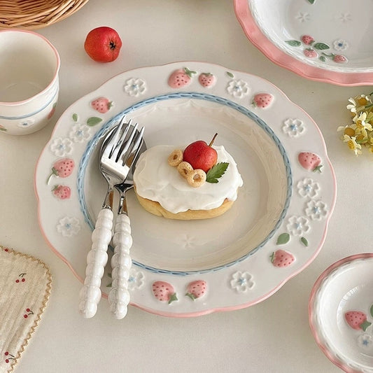 Cute Strawberry Ceramic Plate