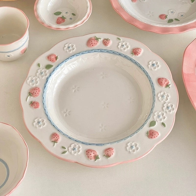 Cute Strawberry Ceramic Plate