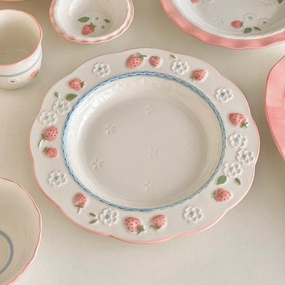 Cute Strawberry Ceramic Plate