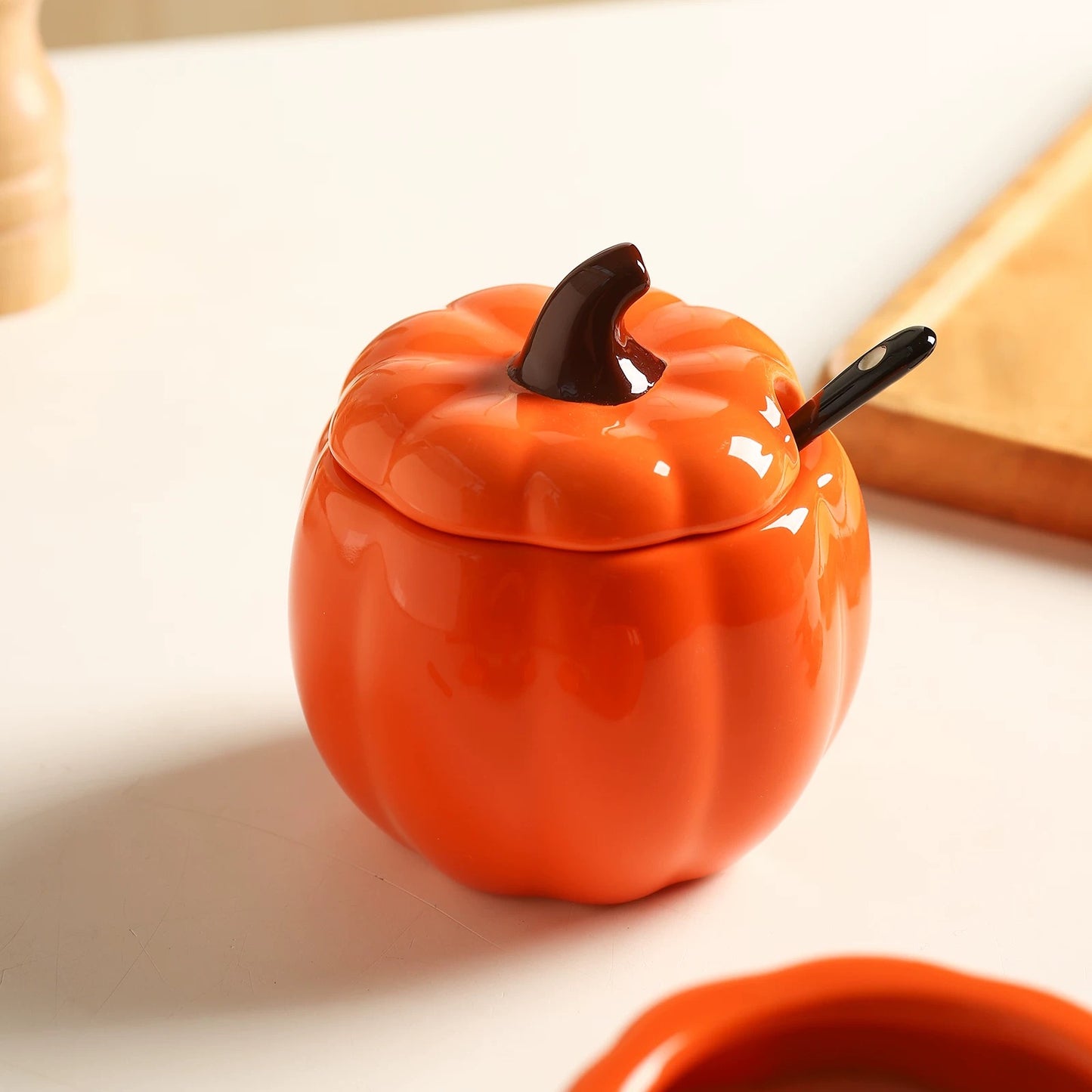 Pumpkin-Shaped Condiment Jar