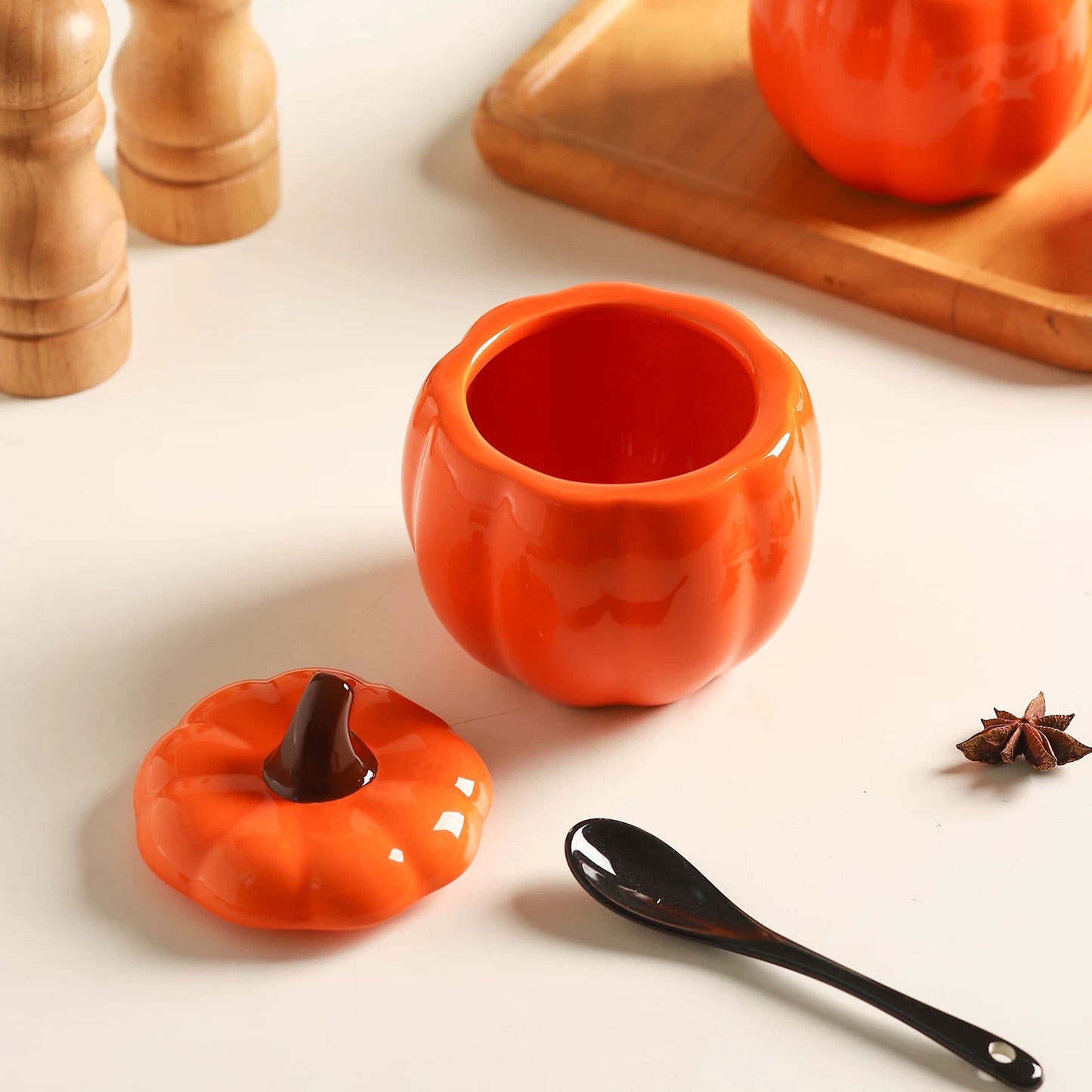 Pumpkin-Shaped Condiment Jar
