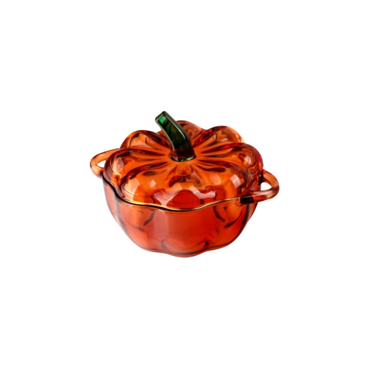 Amber Glass Pumpkin Candy & Storage Jar with Lid