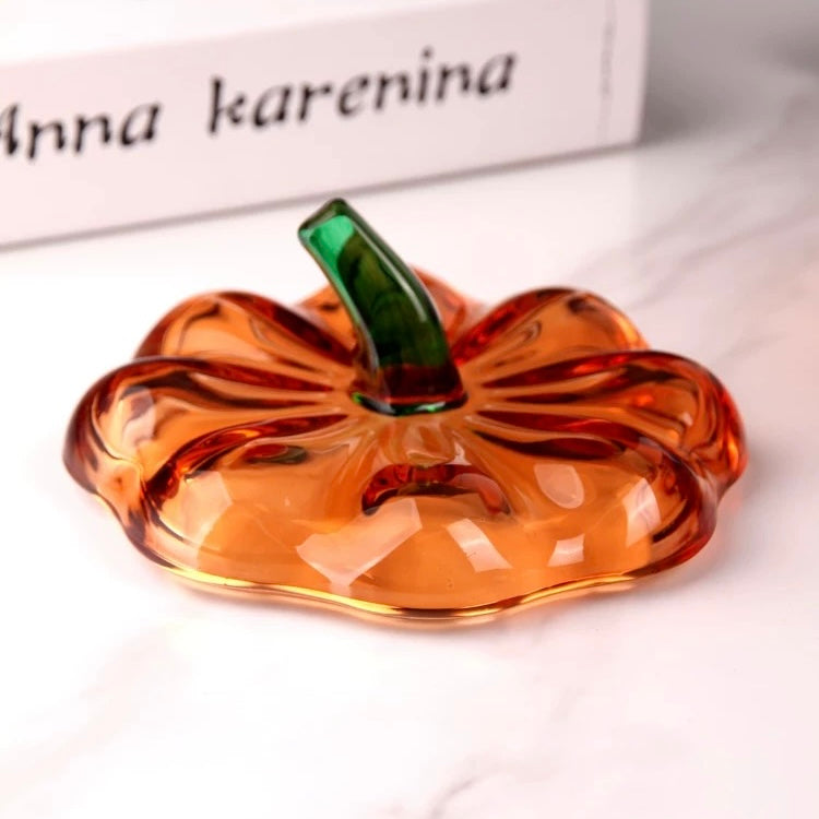 Amber Glass Pumpkin Candy & Storage Jar with Lid