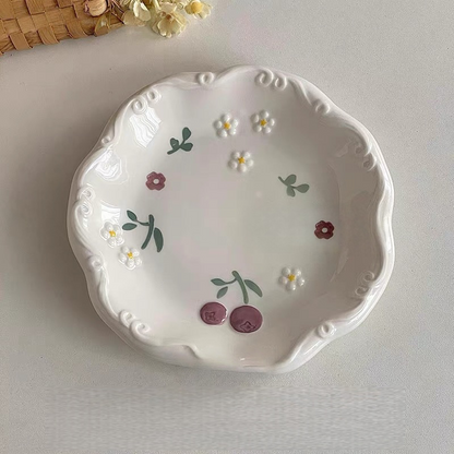 Floral Pattern Ceramic Plate
