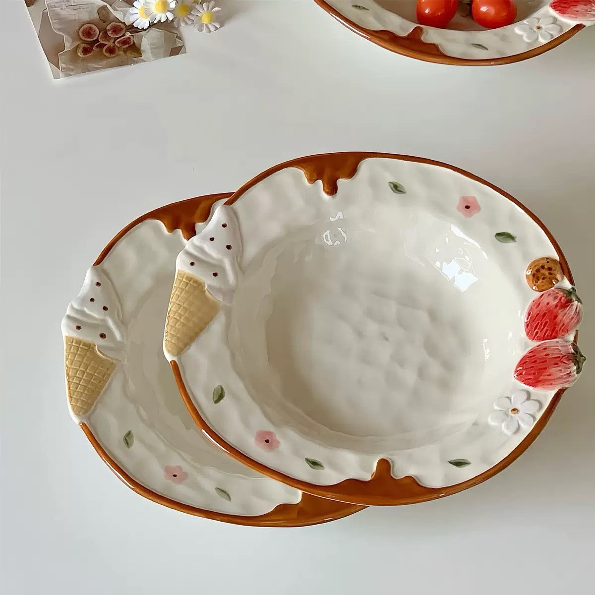Ice Cream & Strawberry Plate