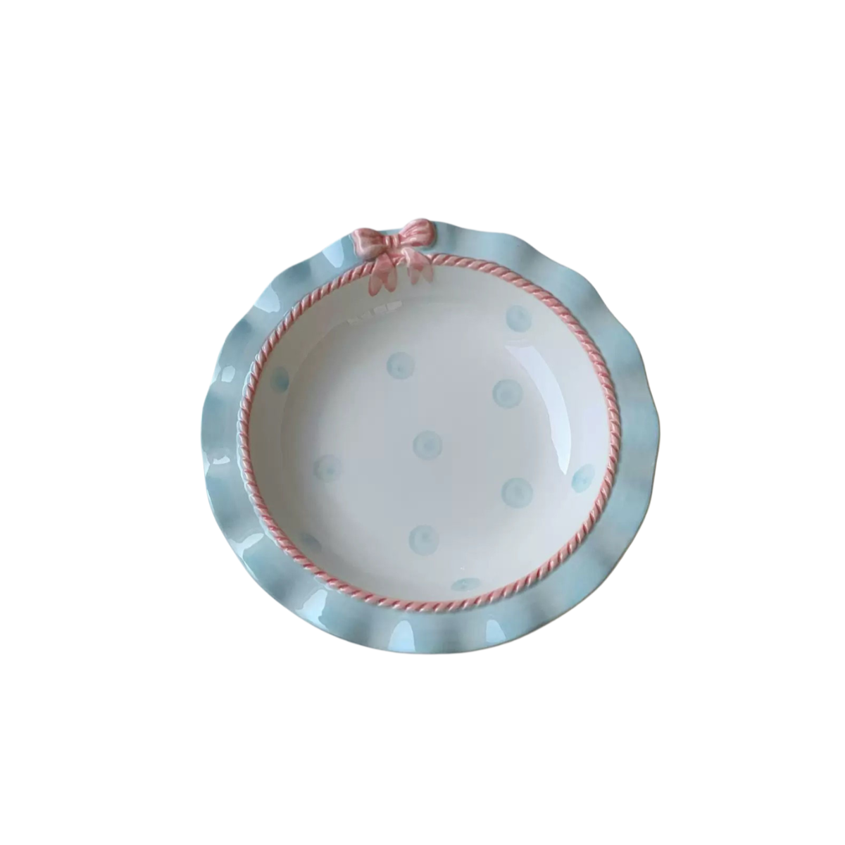 Polka Dot Bow Lace Edges Plate