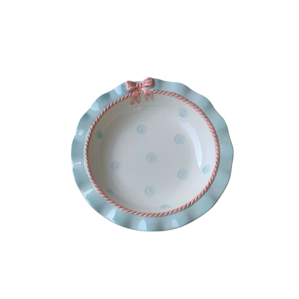 Polka Dot Bow Lace Edges Plate