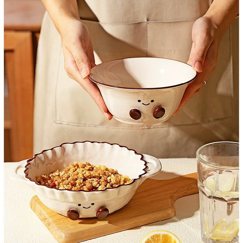 Cute Embossed Footprint Ceramic Plate Set