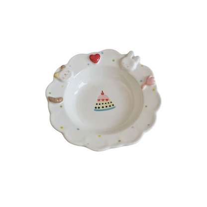 Rabbit & Cat Lace-Edge Plate