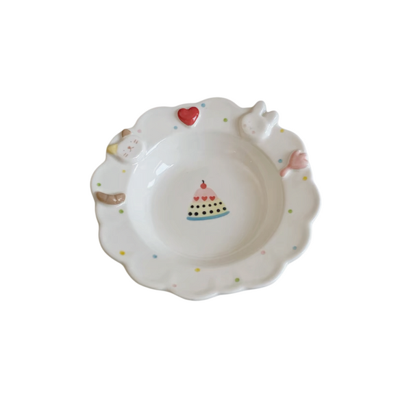 Rabbit & Cat Lace-Edge Plate