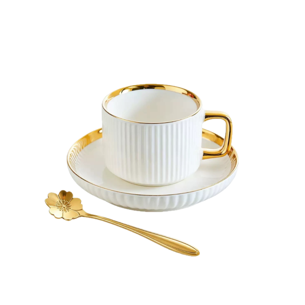Gold Trim Striped Ceramic Mug