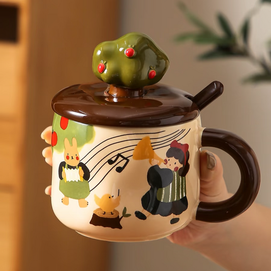 Apple Tree Girl Mug with Lid and Spoon
