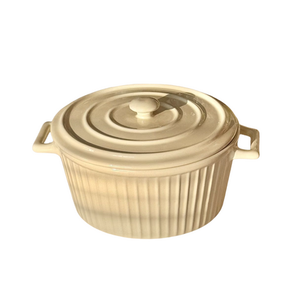 INS-Style Large Ceramic Soup Bowl with Lid and Dual Handles