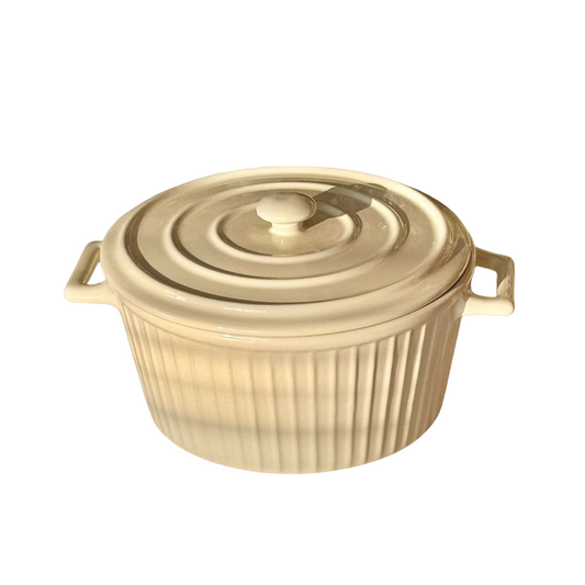 INS-Style Large Ceramic Soup Bowl with Lid and Dual Handles
