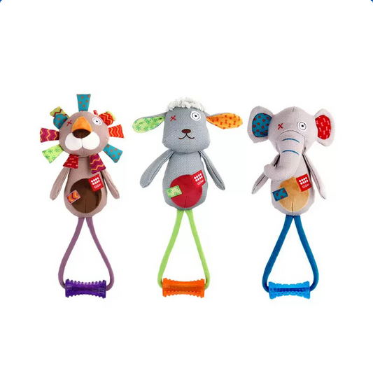 GIGwi Squeaky Plush Tug Toy for Dogs