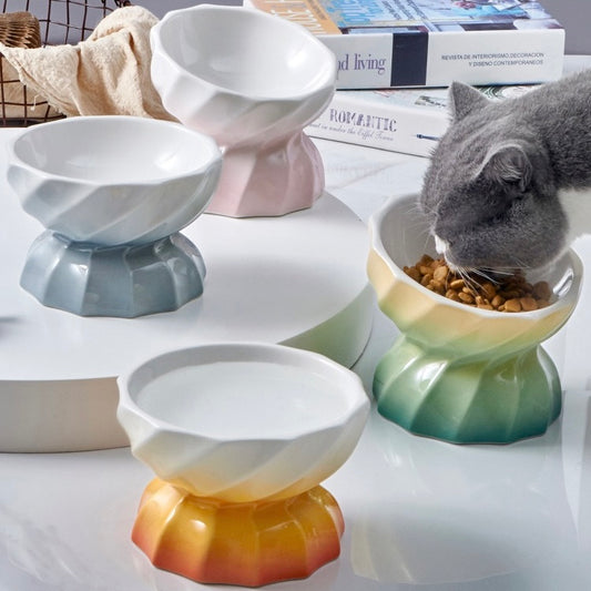Candy-Colored Tilted Elevated Pet Bowl