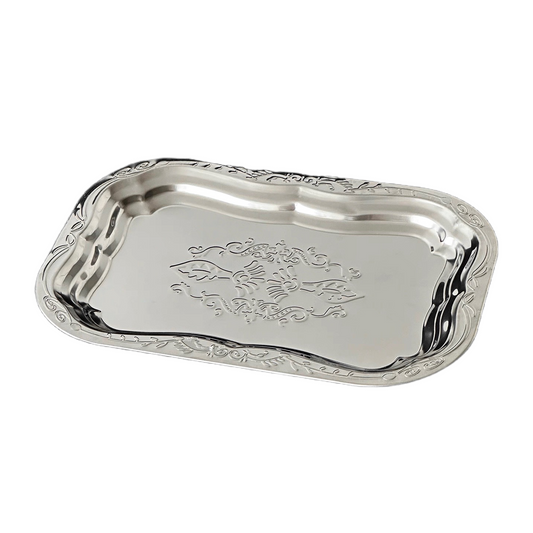 Vintage Embossed Stainless Steel Tray