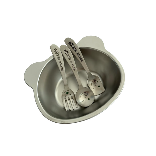 Stainless Steel Bear Small Bowl & Matching Spoon Set